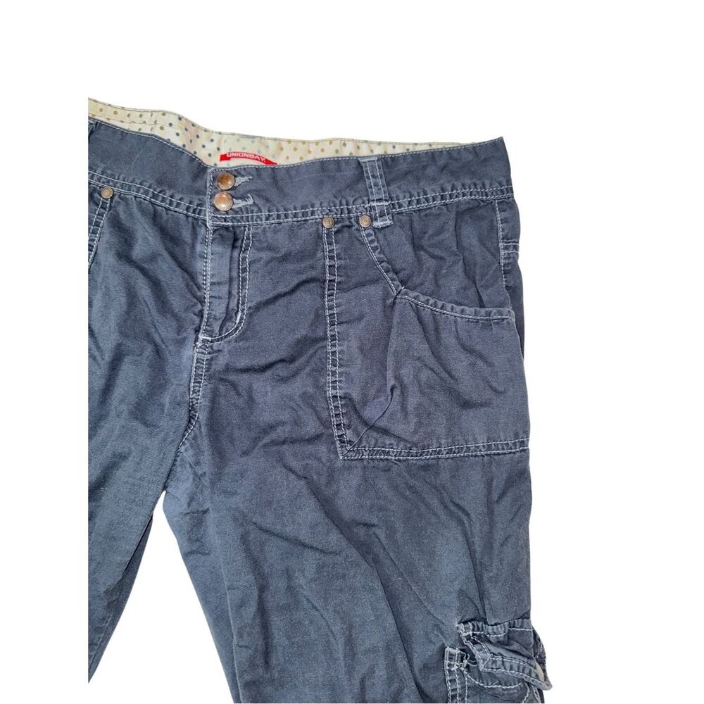 UNIONBAY Solid Navy Blue Cropped Capri Cargo Pants Pockets Drawstring - Picture 13 of 15